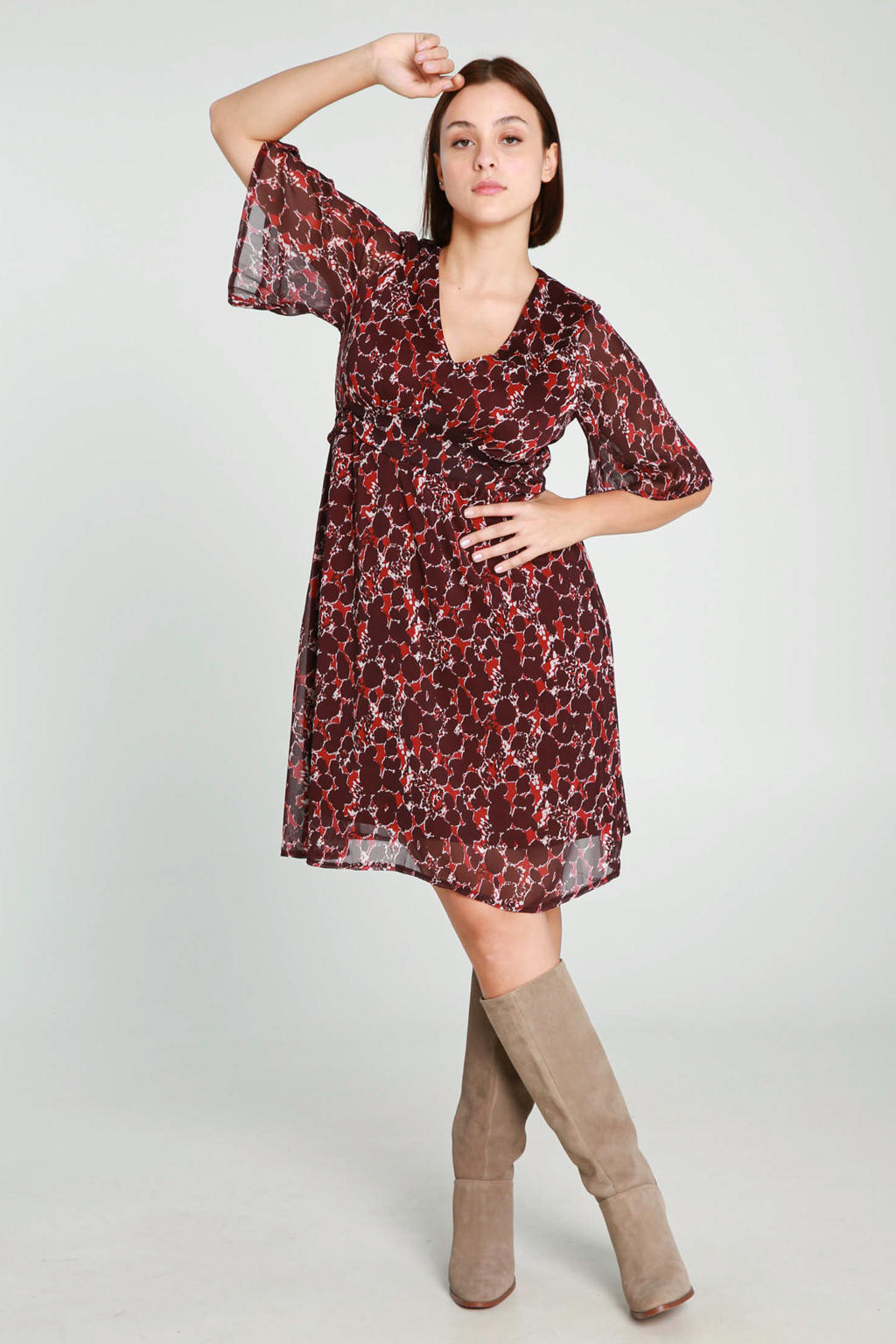 Dames Schede jurk Mini-jurk blauw Grijs Goud Rood Mouwloo