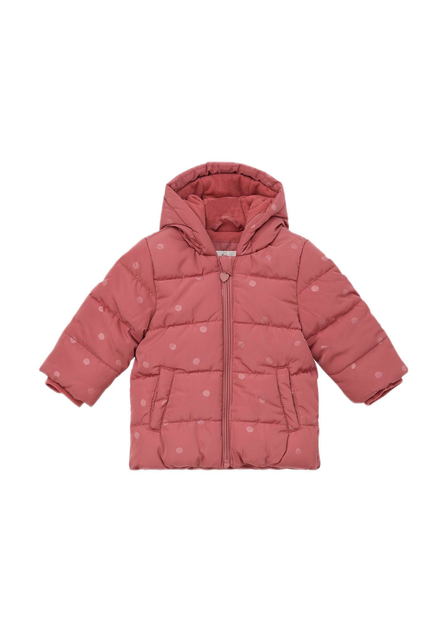 s.Oliver gewatteerde winterjas met all over print roze | wehkamp