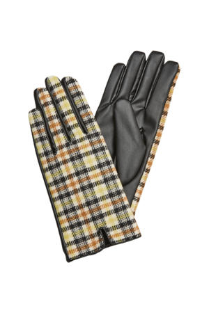 geruite handschoenen beige/zwart