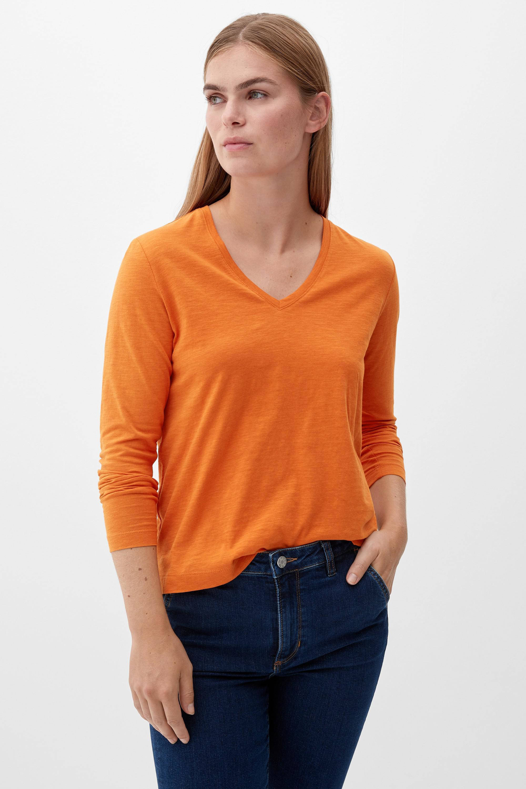 Q\/S Longesleeve licht Oranje casual uitstraling Mode Shirts Longsleeves Q/S 