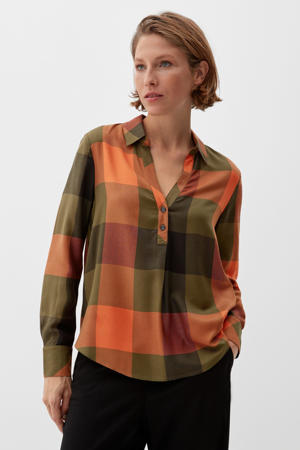 geruite blousetop oranje/groen