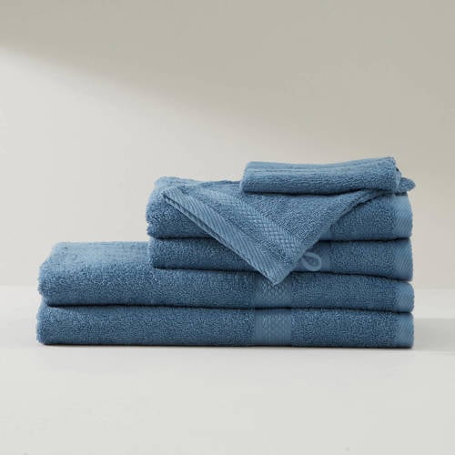 Wehkamp W handdoek basic blauw (140x70 cm) aanbieding