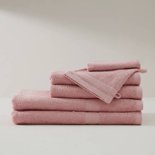 Wehkamp W handdoek basic roze (140x70 cm) aanbieding