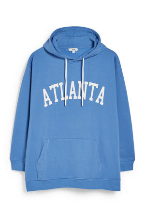 hoodie met tekst blauw/wit