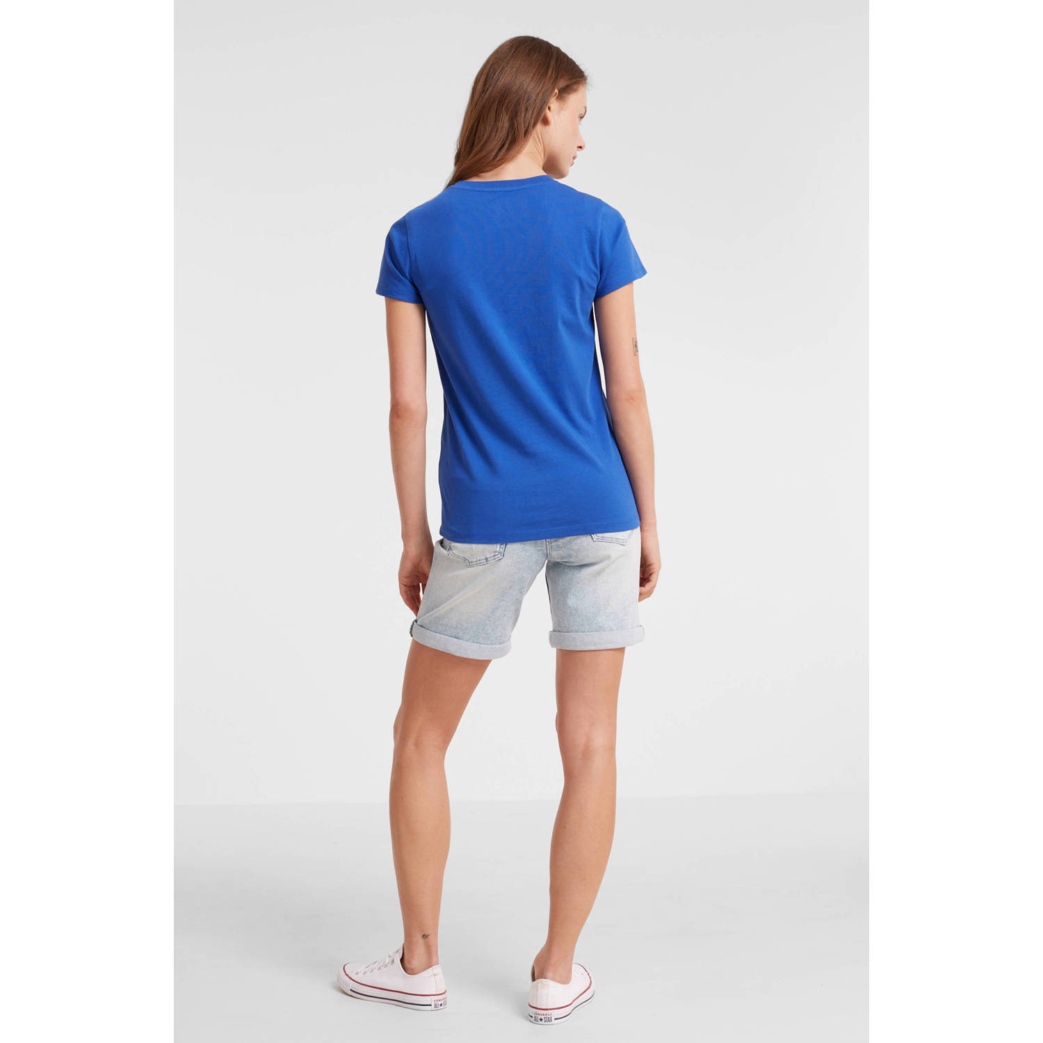 anytime T-shirt met V-hals blauw