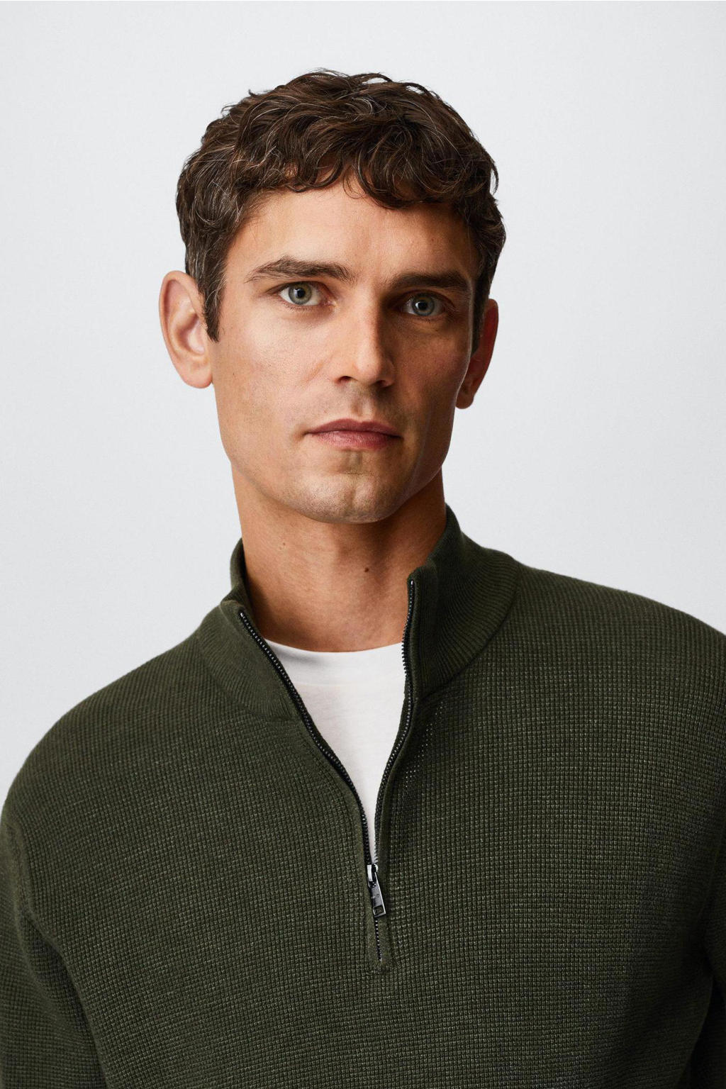 Mango Man schipperstrui kaki kopen? in huis wehkamp