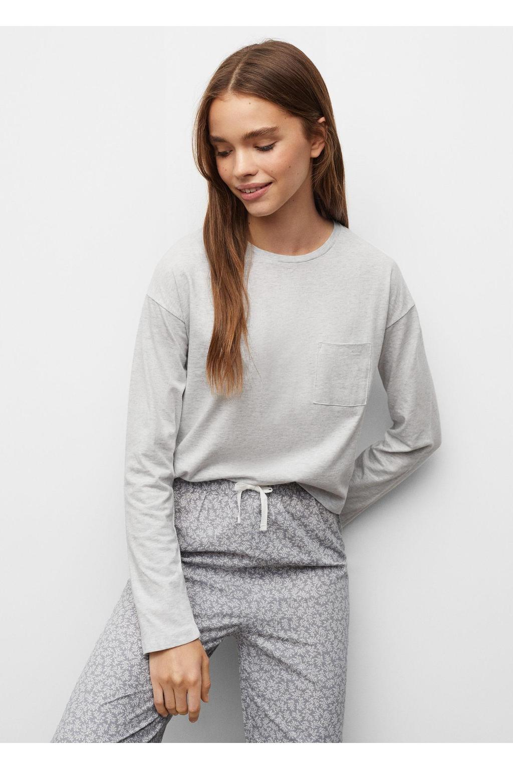 Mango Kids pyjama met all over print pastelgrijs | wehkamp