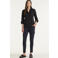 TQ-Amsterdam high waist slim fit cargobroek Karin van travelstof donkerblauw