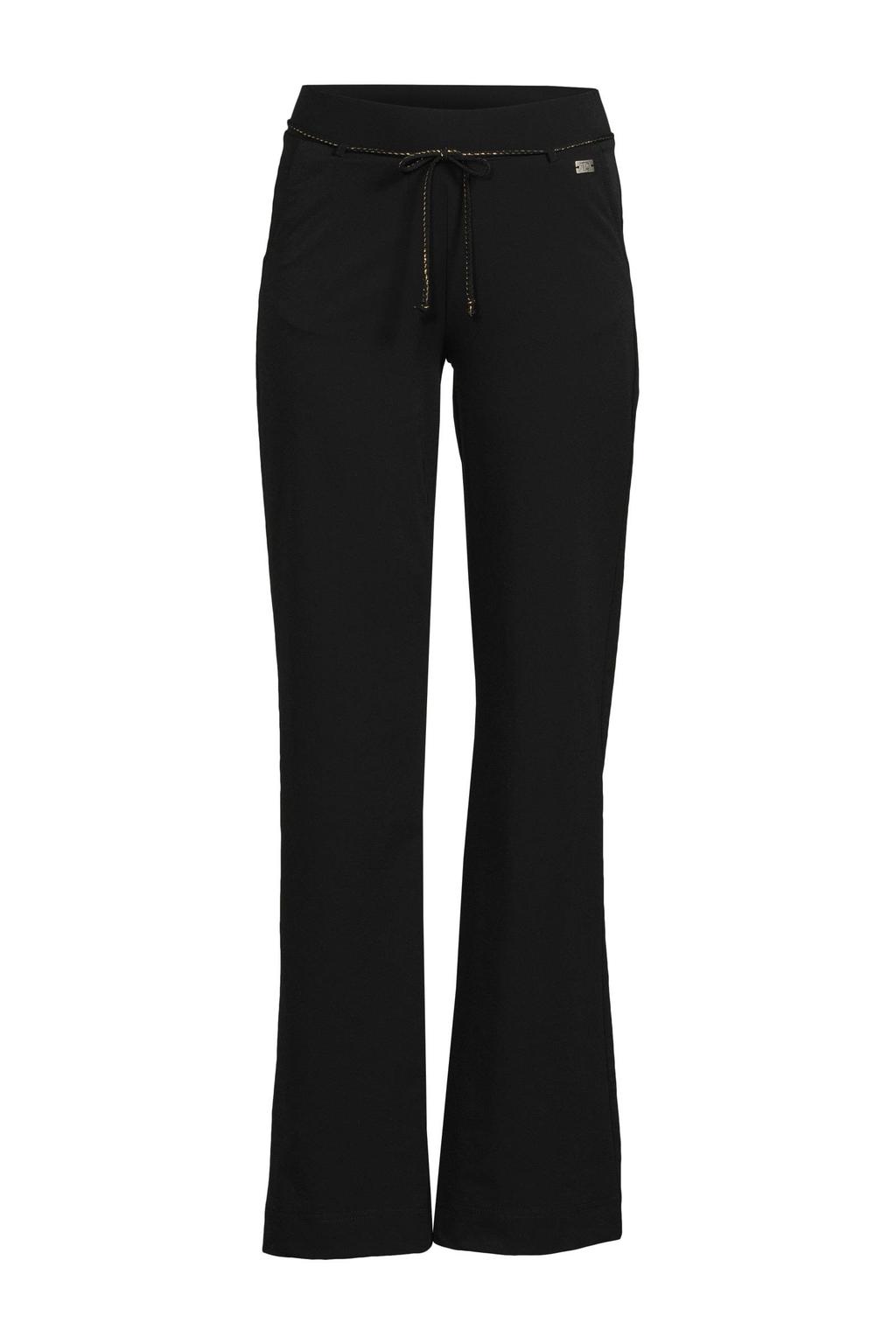 TQ-Amsterdam high waist straight fit pantalon Romee van travelstof zwart