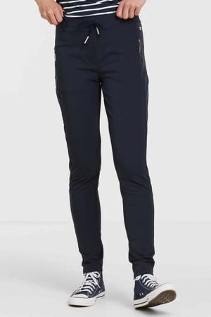 high waist tapered fit pantalon Maud van travelstof donkerblauw