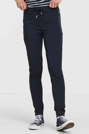 high waist tapered fit pantalon Maud van travelstof donkerblauw