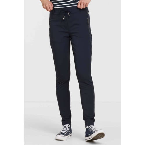TQ-Amsterdam high waist tapered fit pantalon Maud van travelstof donkerblauw afbeelding