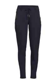 thumbnail: TQ-Amsterdam high waist tapered fit pantalon Maud van travelstof donkerblauw