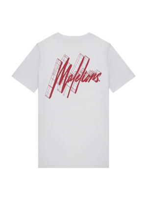 slim fit T-shirt met backprint white/red