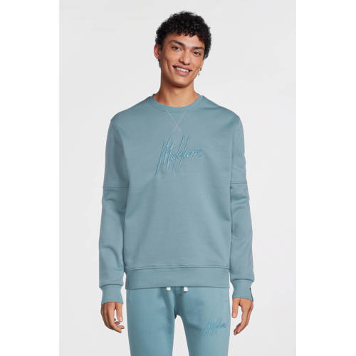 Malelions sweater met borduursels smoke blue