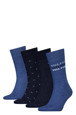 giftbox sokken met print - set van 4 blauw multi