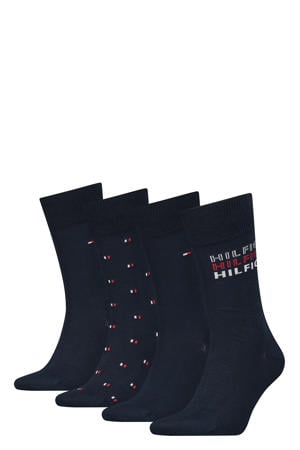giftbox sokken met print - set van 4 donkerblauw