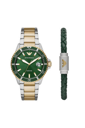 horloge + armband AR80063SET Emporio Armani zilverkleurig/goudkleurig