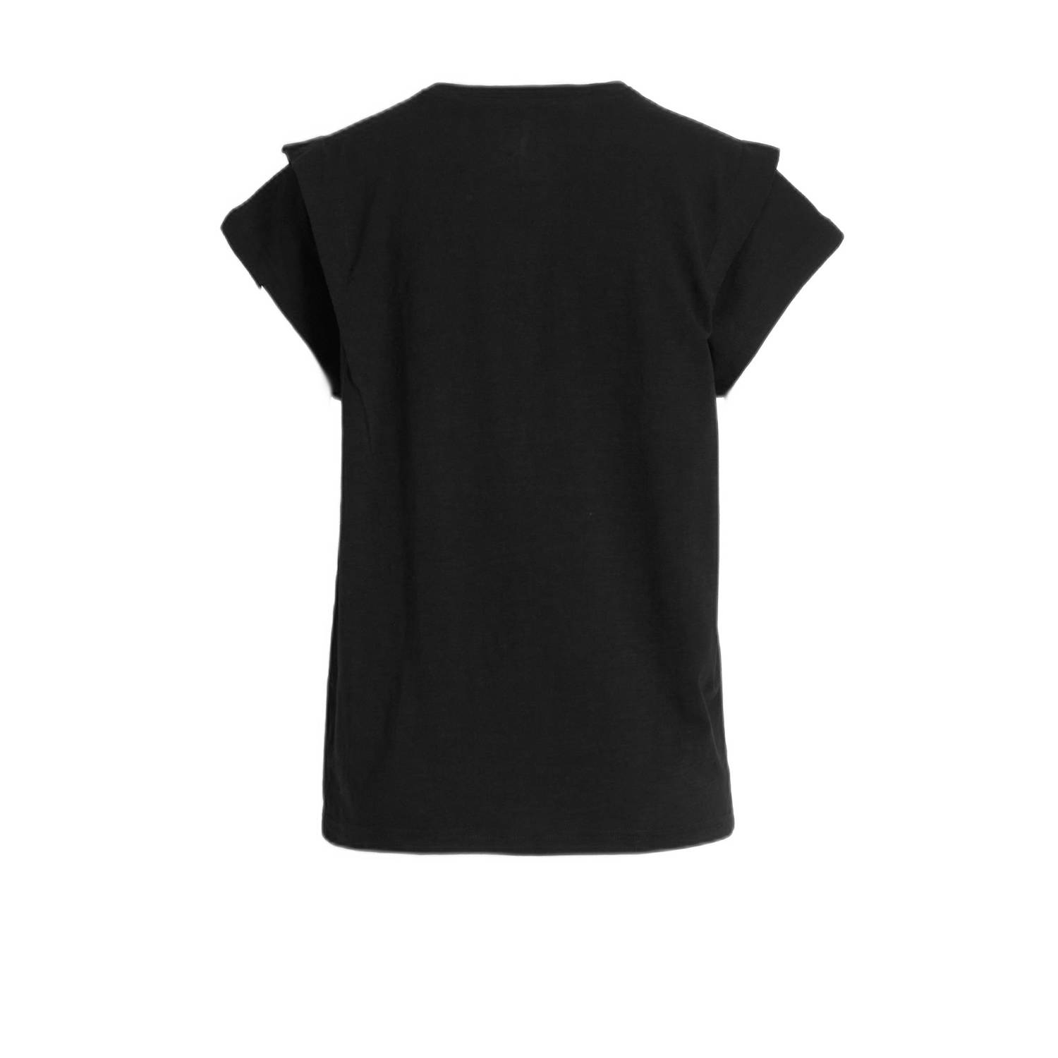 anytime T-shirt met schouder detail zwart