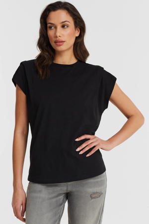 T-shirt met schouder detail zwart