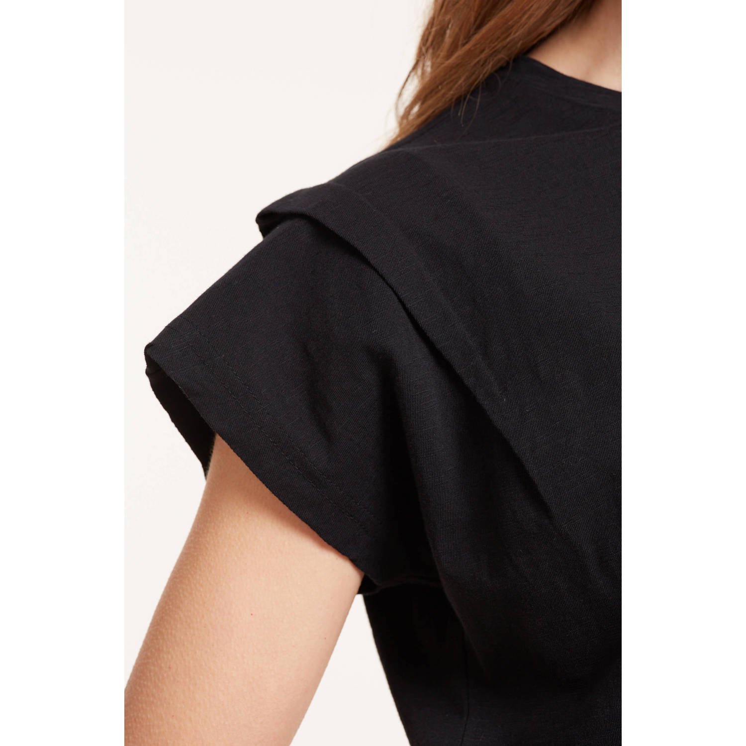 anytime T-shirt met schouder detail zwart