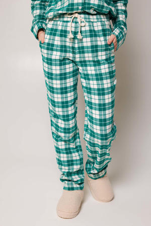 geruite flanellen pyjamabroek Labello groen/wit