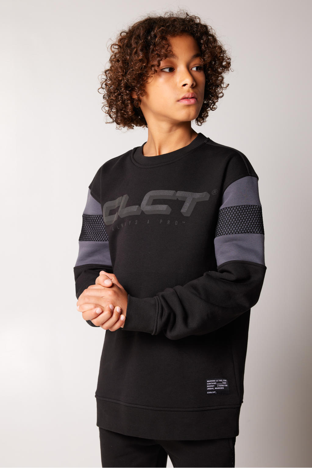 CoolCat Junior sweater Symen CB zwart/grijs