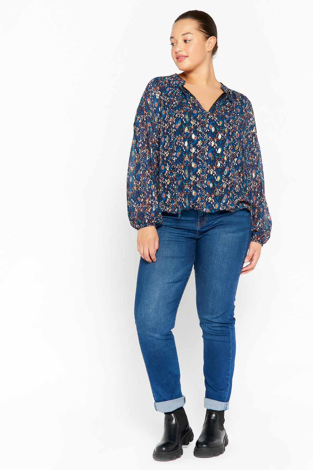 LOLALIZA top met all over print donkerblauw