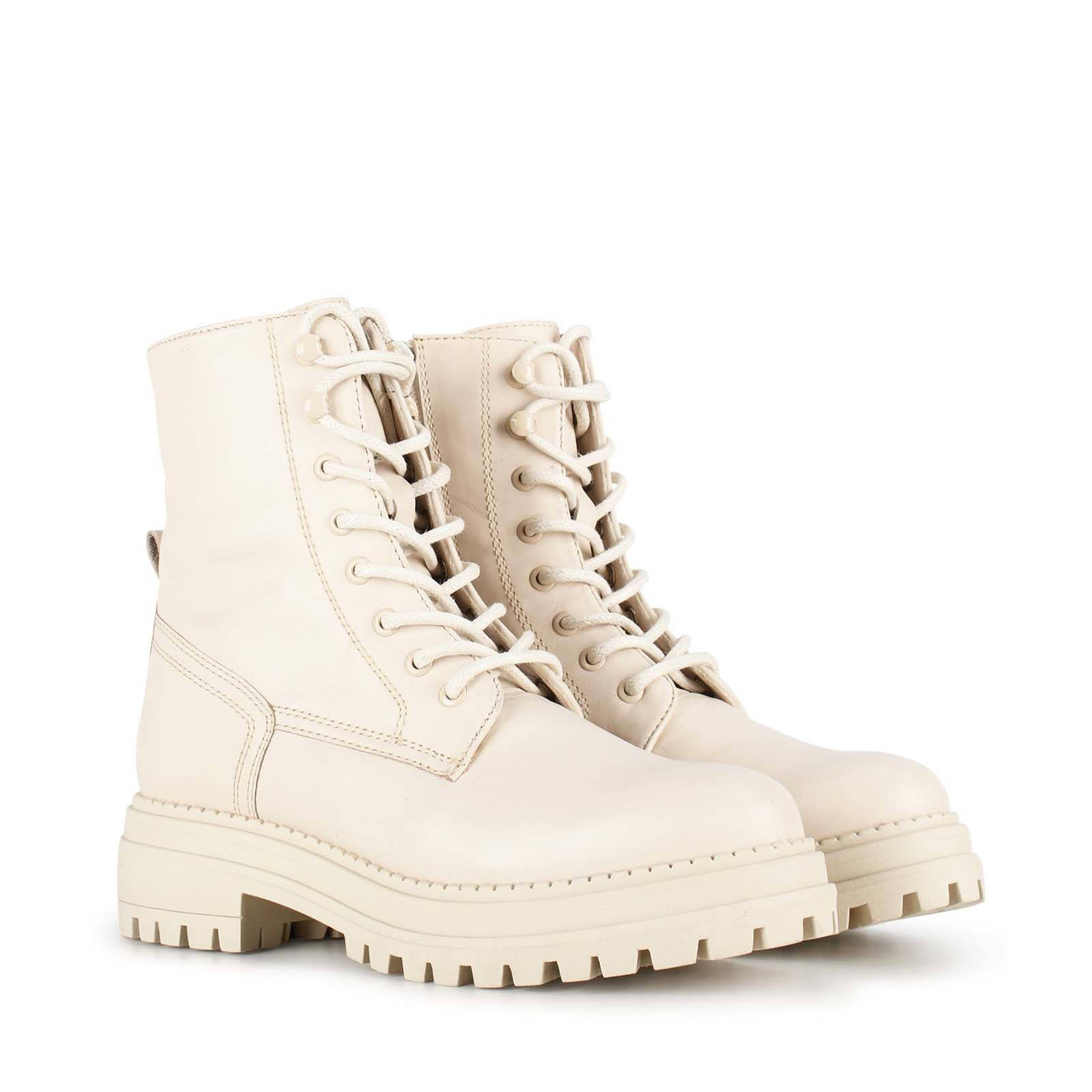 PS Poelman leren veterboots creme | wehkamp