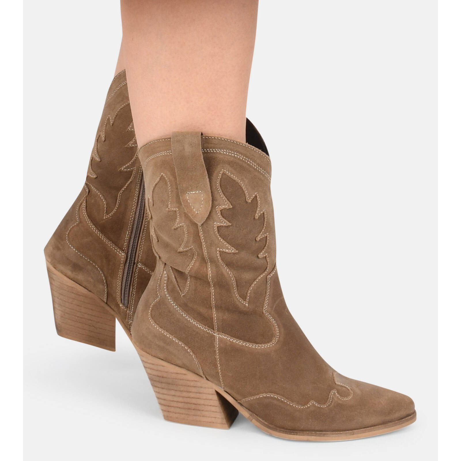 PS Poelman suede cowboylaarzen beige | wehkamp