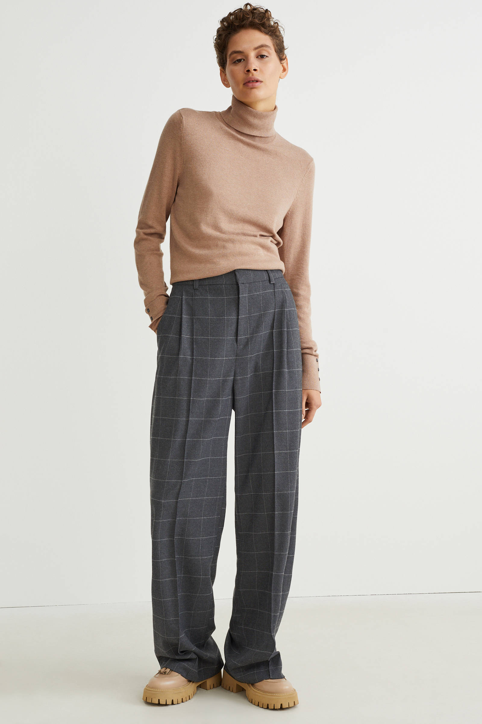 Esprit Pantalon lichtgrijs geruite print zakelijke stijl Mode Pakken Pantalons 