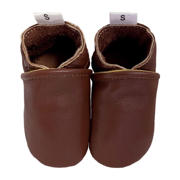 thumbnail: Donkerblauwe jongens en meisjes Babysteps leren babyslofjes met effen