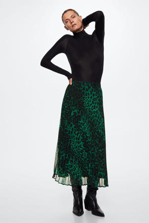 rok van gerecycled polyester groen/zwart