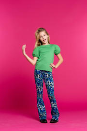thumbnail: Bruine meisjes Geisha flared broek van viscose met regular waist en elastische tailleband