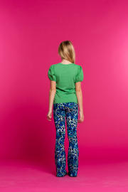 thumbnail: Geisha flared broek met all over print bruin
