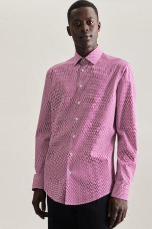 gestreept slim fit overhemd roze/pink