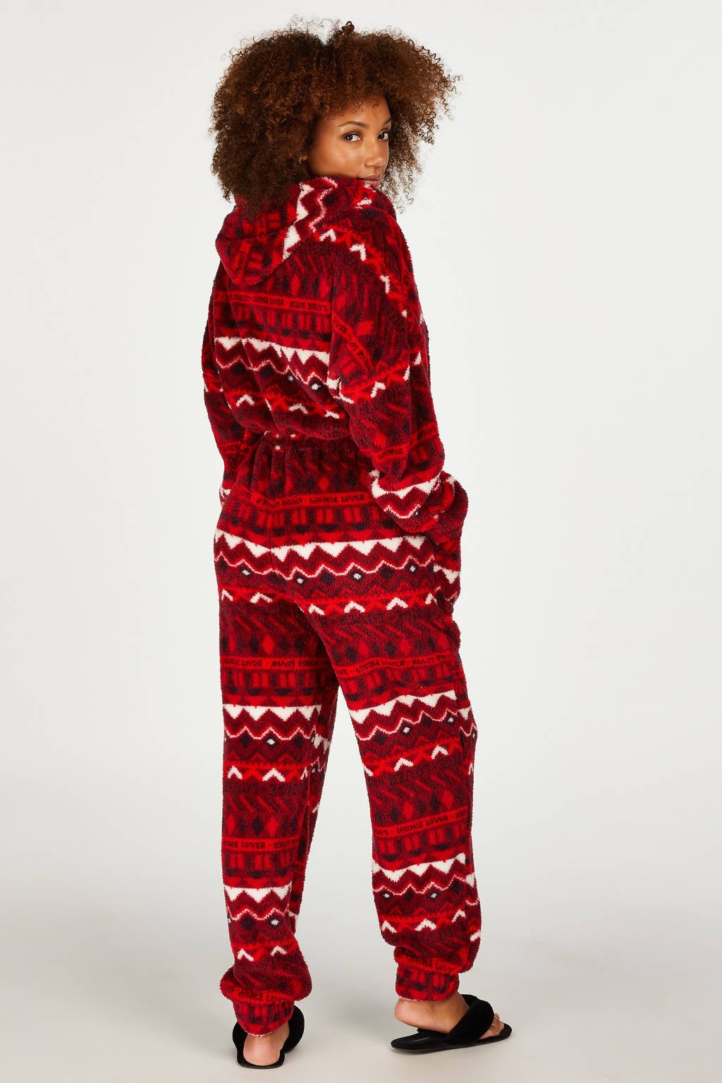 Magnetisch cijfer tussen Hunkemöller fleece onesie Fairisle met kerst print rood | wehkamp