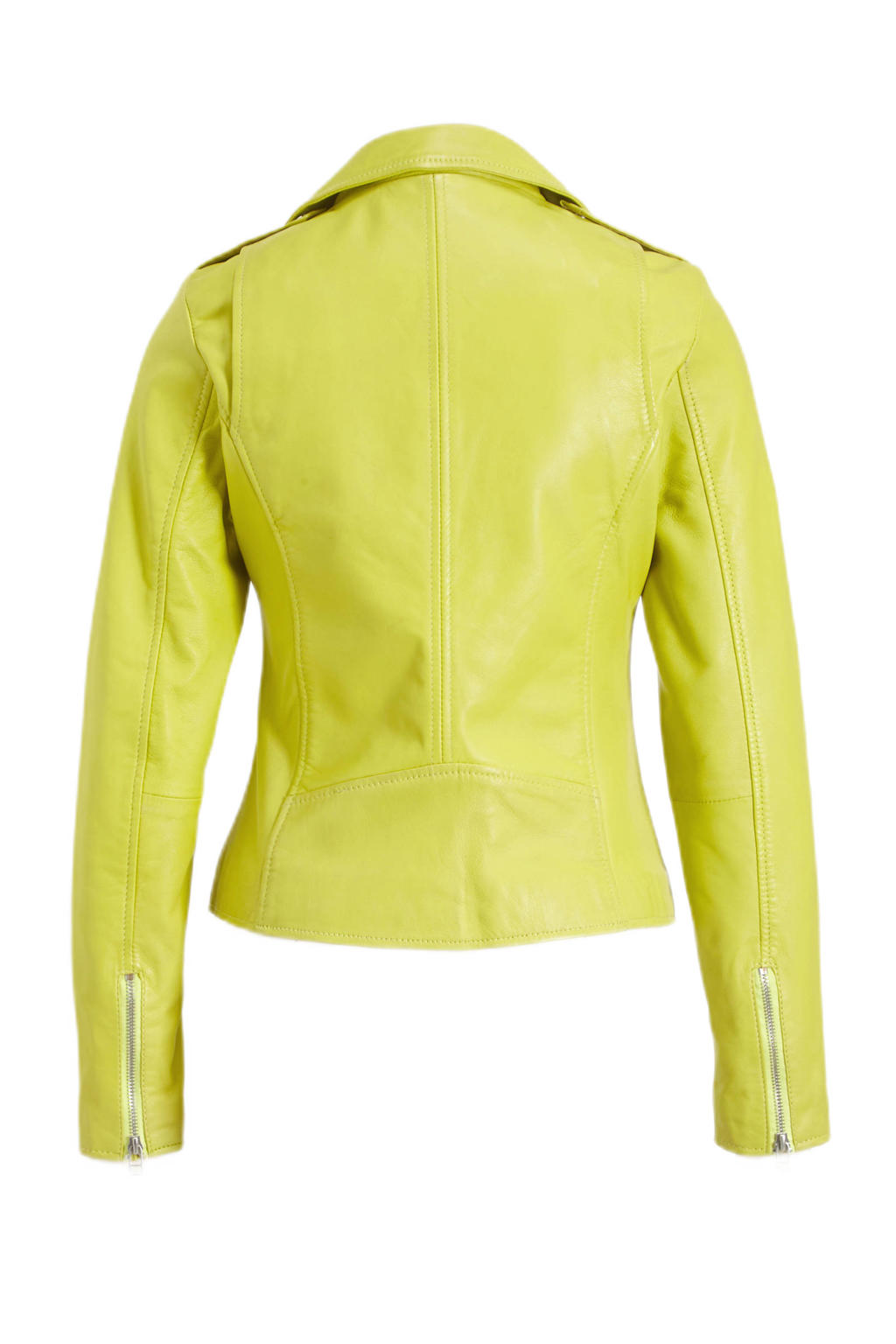 Goosecraft leren jas zomer GC Julia biker neon yellow wehkamp