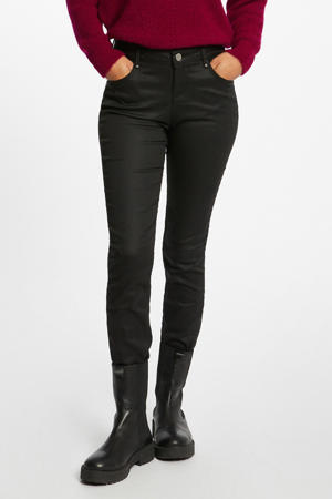 coated slim fit broek zwart