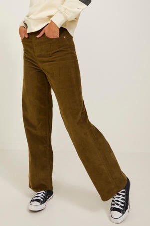 corduroy high waist wide leg jeans JXGELLY olijfgroen