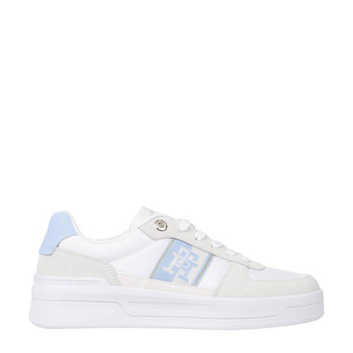 Tommy Hilfiger leren sneakers wit/lichtblauw