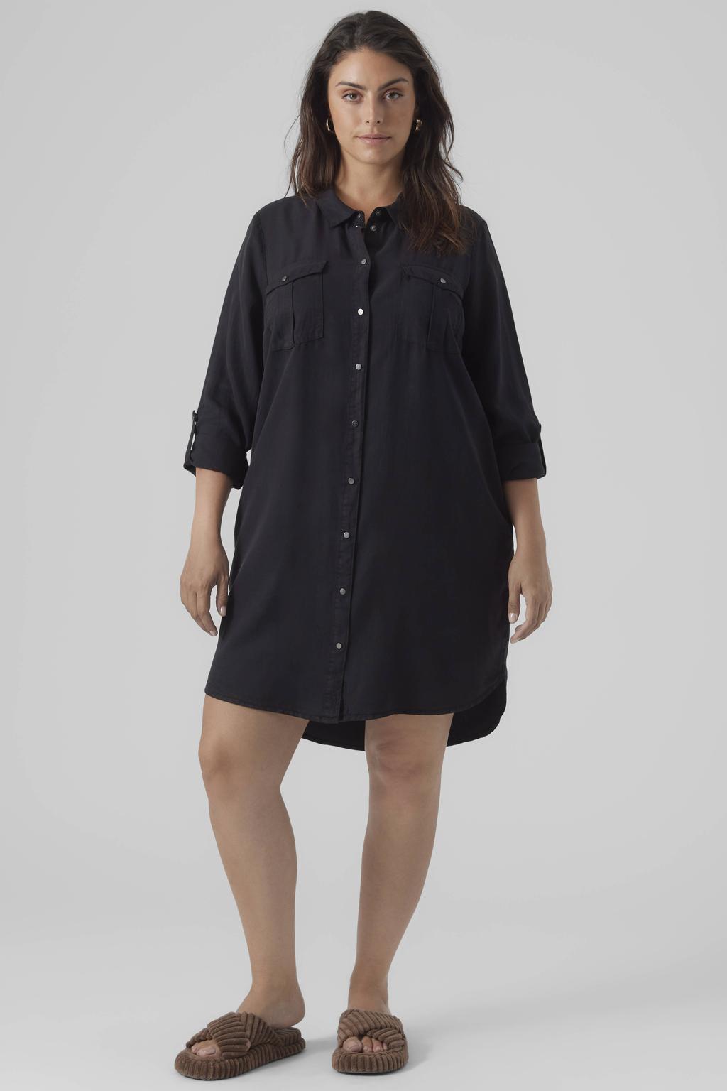 VERO MODA CURVE blousejurk zwart