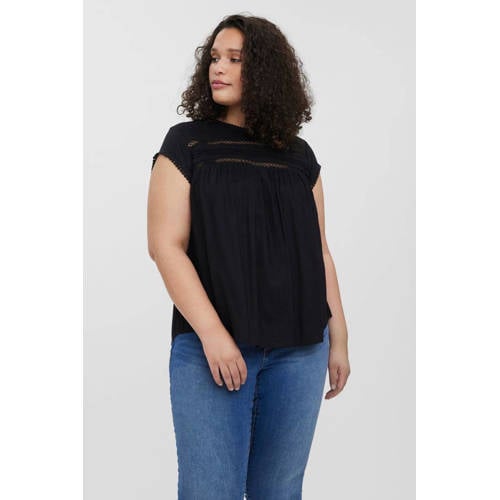 VERO MODA CURVE top met plooien zwart afbeelding