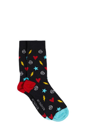 sokken met all-over print zwart