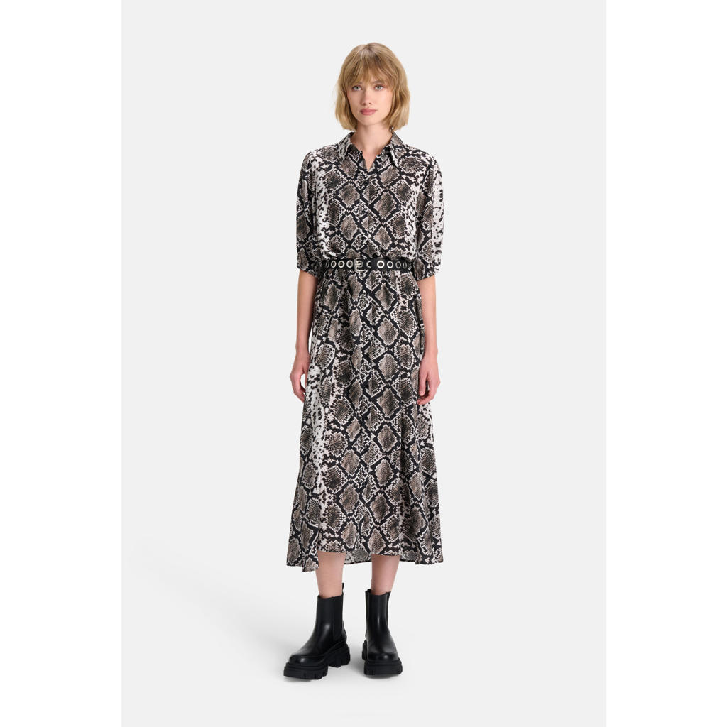 Shoeby blousejurk judith dress met slangenprint en bijpassend ceintuur