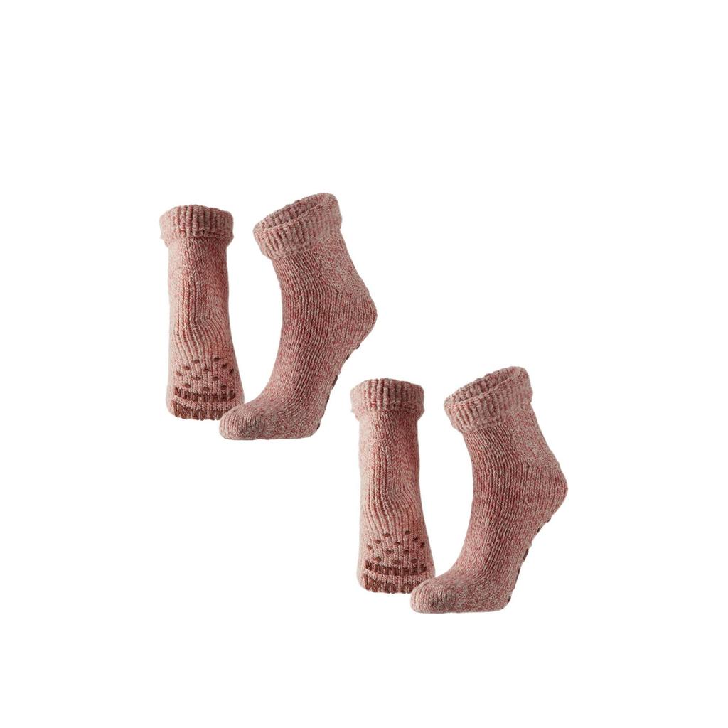 Apollo gemeleerde huissokken - roze/ecru (set van 2)