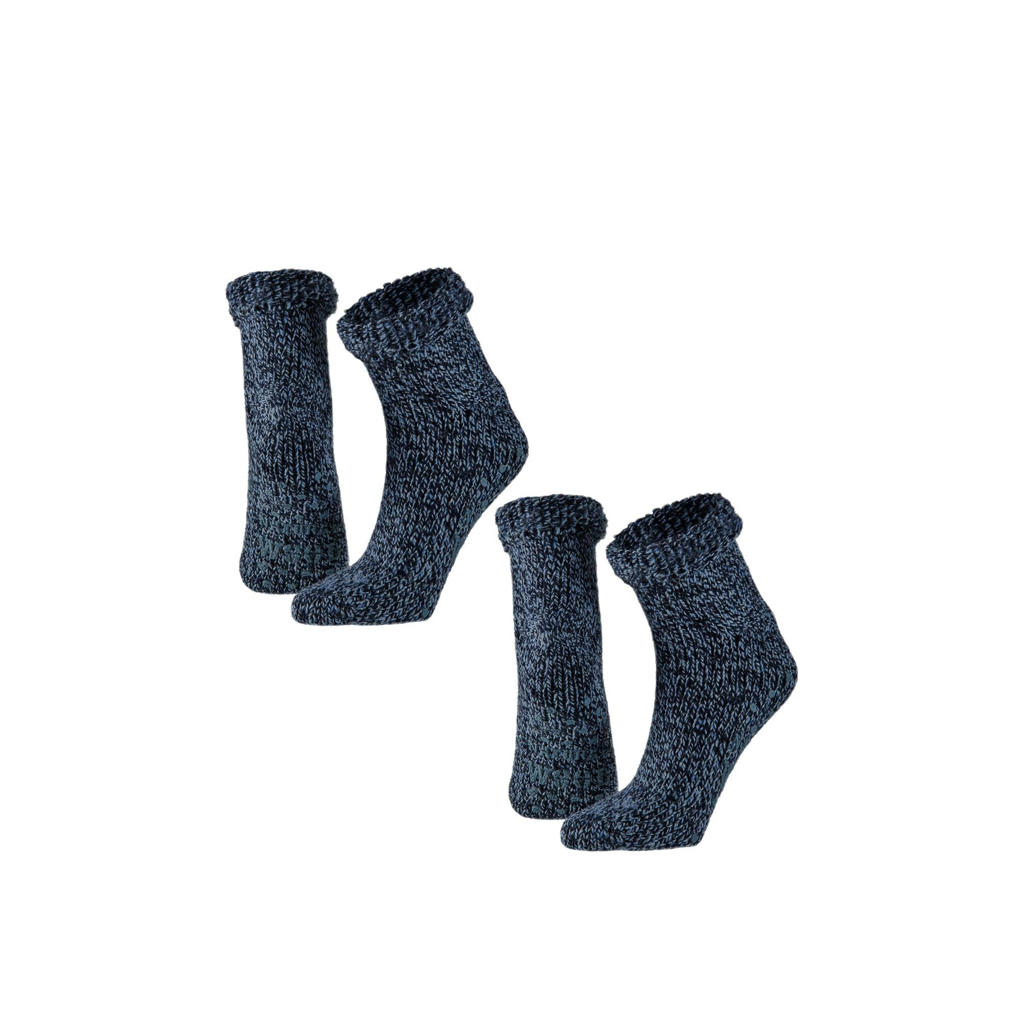 Apollo gemeleerde huissokken - blauw (set van 2)