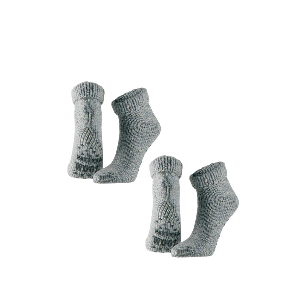 Apollo gemeleerde huissokken - grijs/blauw (set van 2)