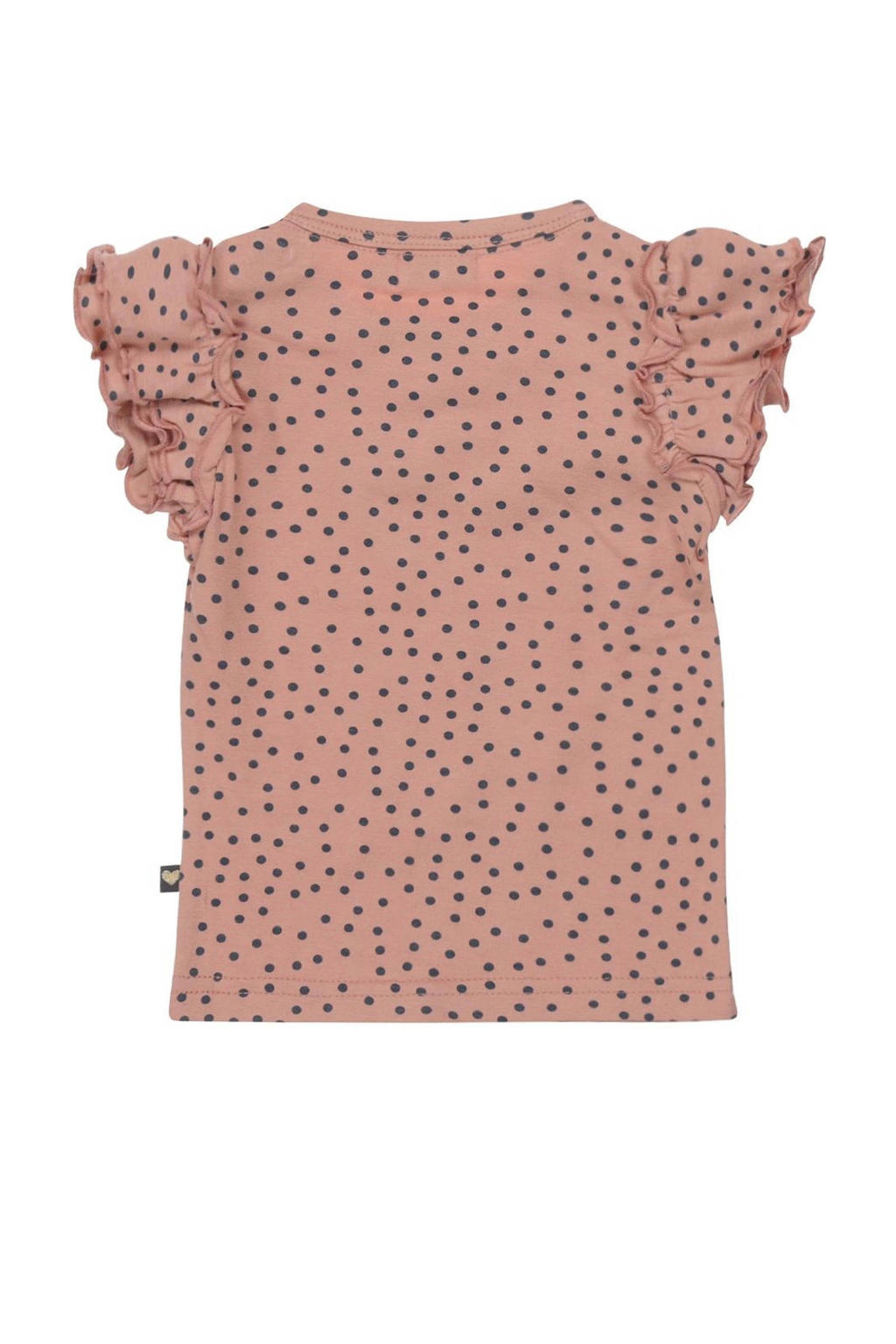 NONO top met printopdruk en ruches roze/zwart