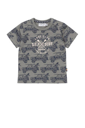 T-shirt met all over print groen
